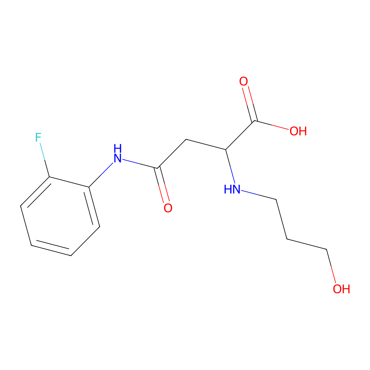 4-((2-Fluorophenyl)amino)-2-((3-hydroxypropyl)amino)-4-oxobutanoic acid molecular structure, CAS 1096689-72-3