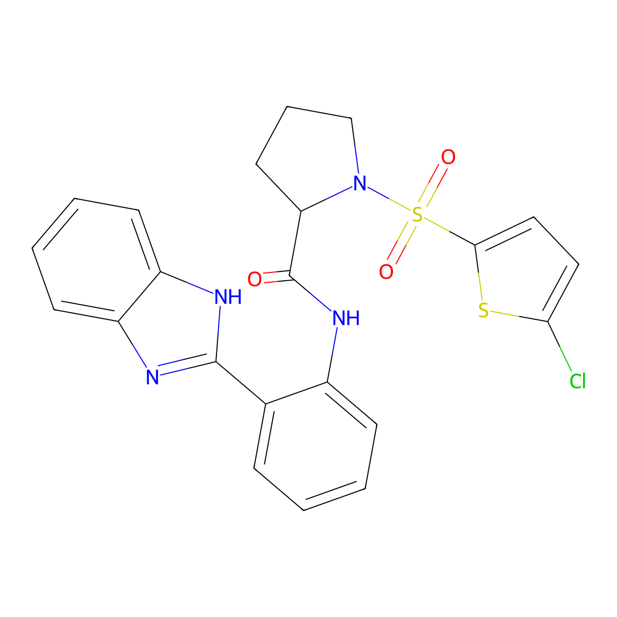 N-(2-(1H-benzo[d]imidazol-2-yl)phenyl)-1-((5-chlorothiophen-2-yl)sulfonyl)pyrrolidine-2-carboxamide molecular structure, CAS 1096690-22-0