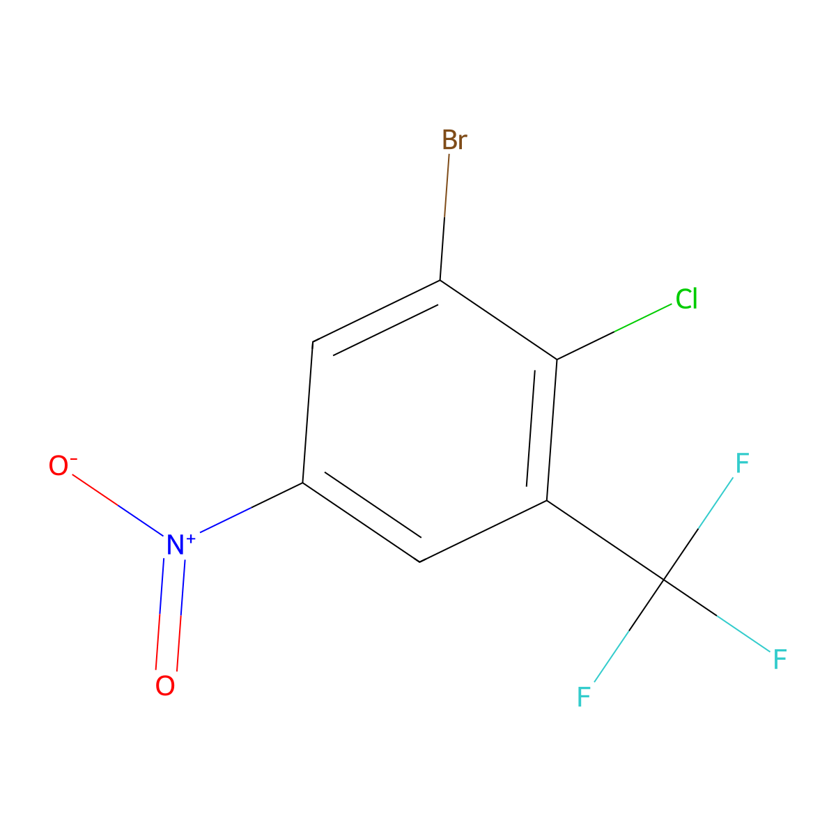 1-Bromo-2-chloro-5-nitro-3-(trifluoromethyl)benzene molecular structure, CAS 1096698-02-0
