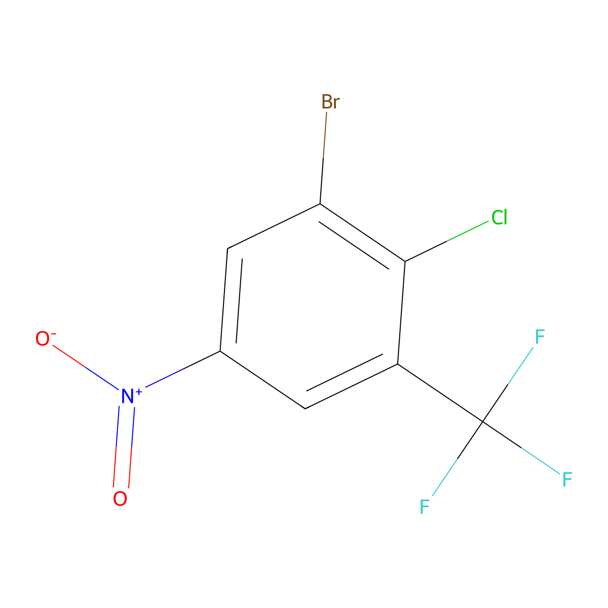 1-Bromo-2-chloro-5-nitro-3-(trifluoromethyl)benzene molecular structure, CAS 1096698-02-0