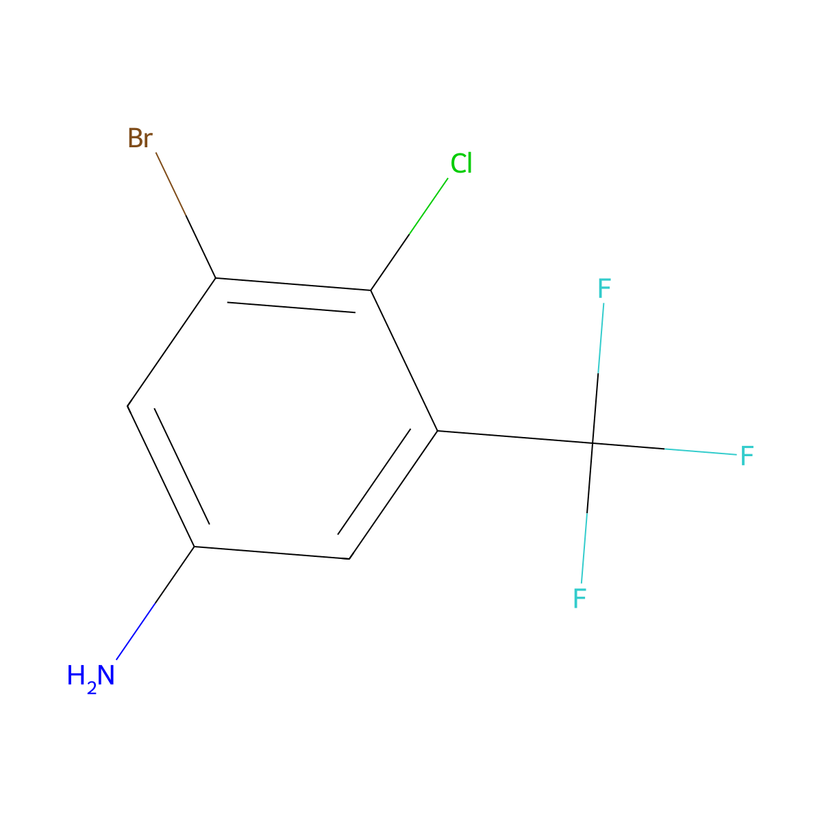 3-Bromo-4-chloro-5-(trifluoromethyl)aniline molecular structure, CAS 1096698-03-1