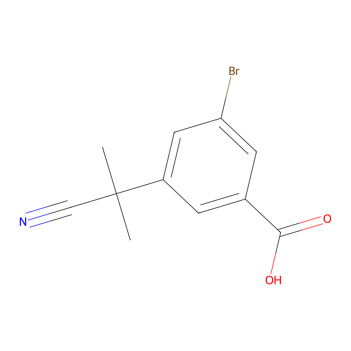 3-Bromo-5-(1-cyano-1-methylethyl)benzoic acid molecular structure, CAS 1096698-35-9