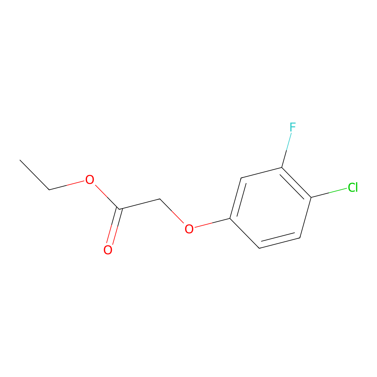 Ethyl 2-(4-chloro-3-fluorophenoxy)acetate molecular structure, CAS 1096703-33-1