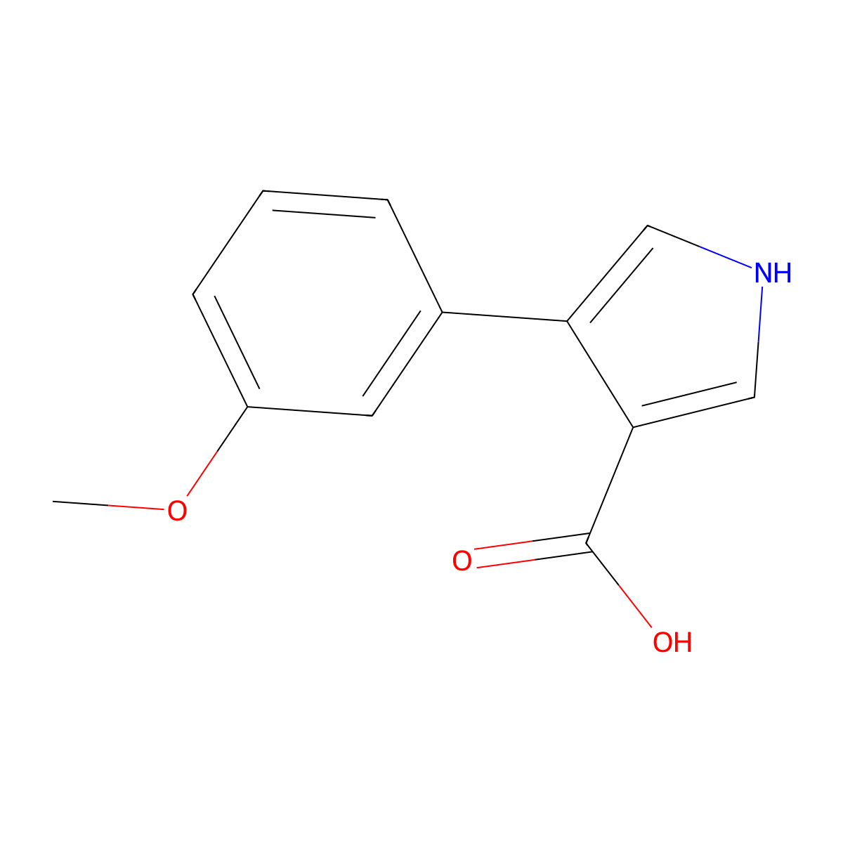 4-(3-methoxyphenyl)-1H-pyrrole-3-carboxylic acid molecular structure, CAS 1096790-29-2