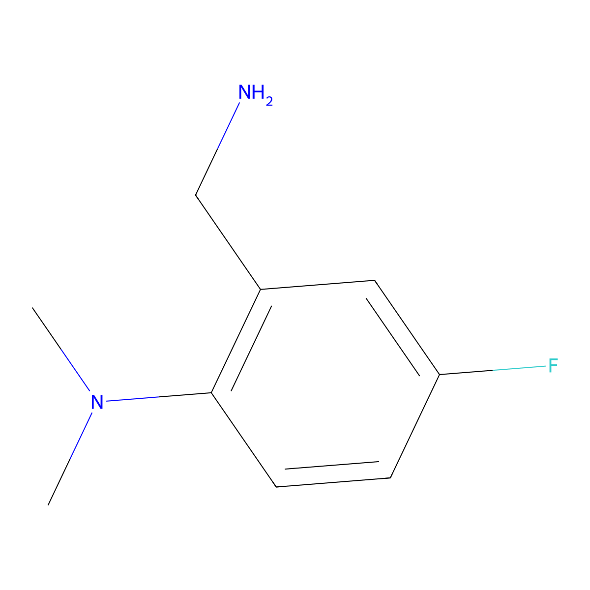 2-(aminomethyl)-4-fluoro-N,N-dimethylaniline molecular structure, CAS 1096792-40-3