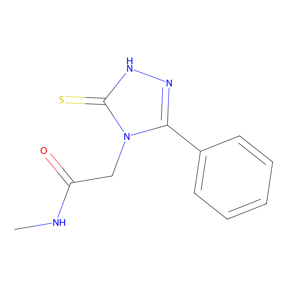 N-methyl-2-(3-phenyl-5-sulfanylidene-4,5-dihydro-1H-1,2,4-triazol-4-yl)acetamide molecular structure, CAS 1096793-77-9