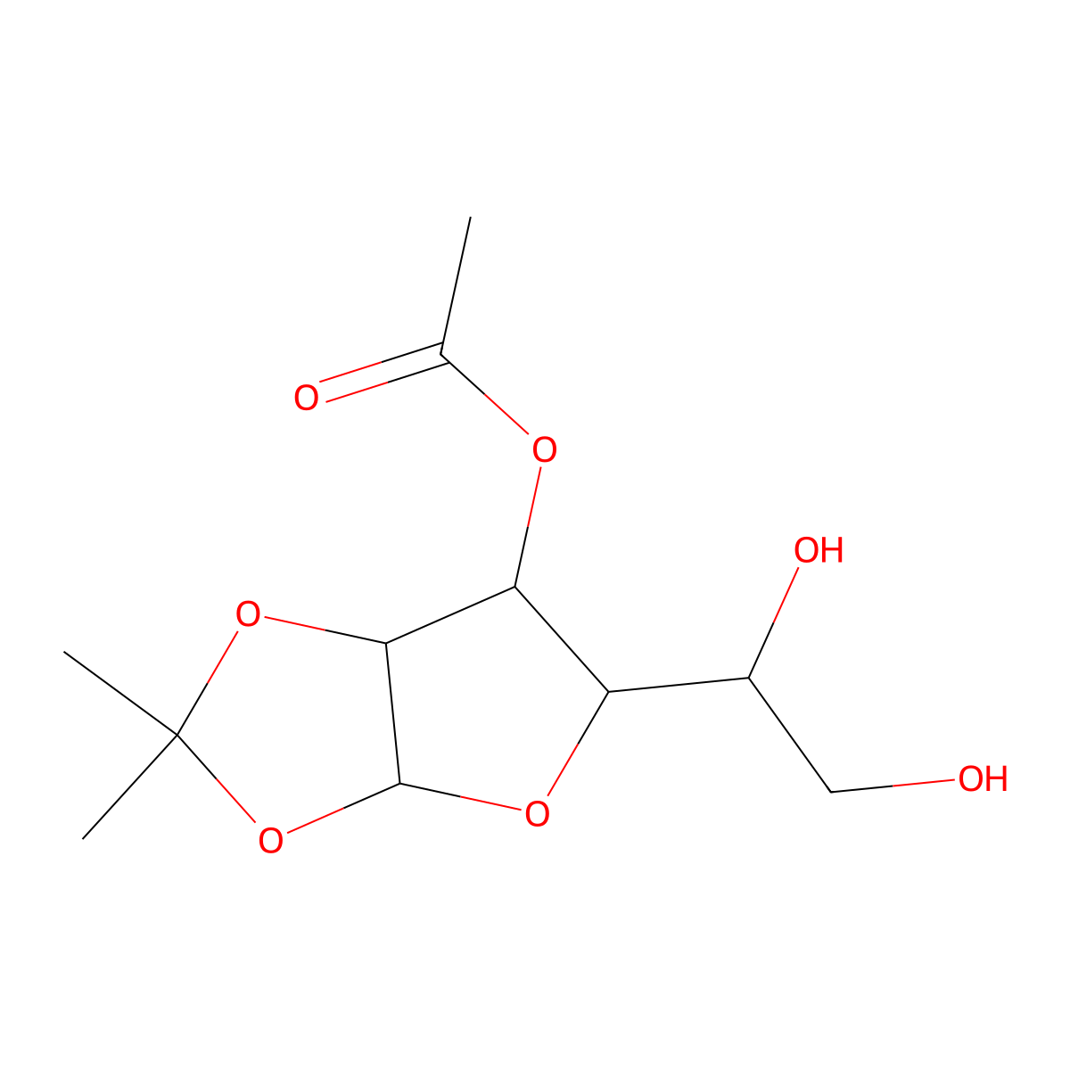 3-(1,2-Dihydroxyethyl)-7,7-dimethyl-4,6,8-trioxabicyclo[3.3.0]oct-2-yl acetate molecular structure, CAS 109680-96-8