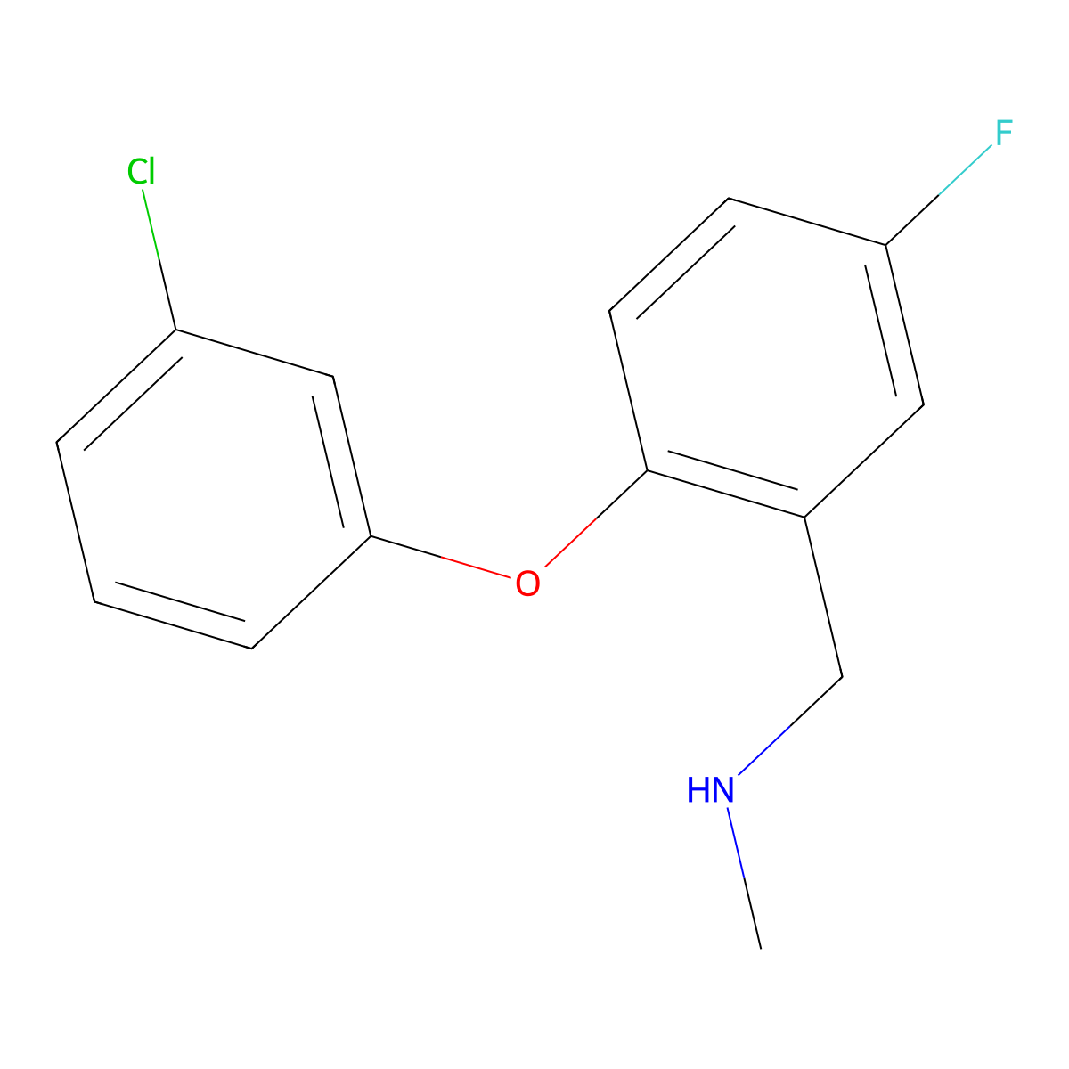 {[2-(3-Chlorophenoxy)-5-fluorophenyl]methyl}(methyl)amine molecular structure, CAS 1096800-26-8