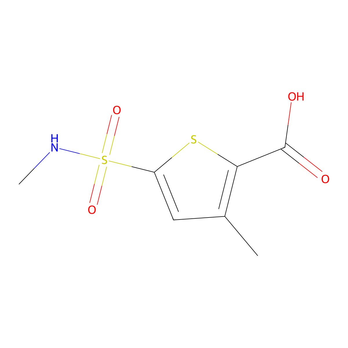3-Methyl-5-(methylsulfamoyl)thiophene-2-carboxylic acid molecular structure, CAS 1096800-92-8