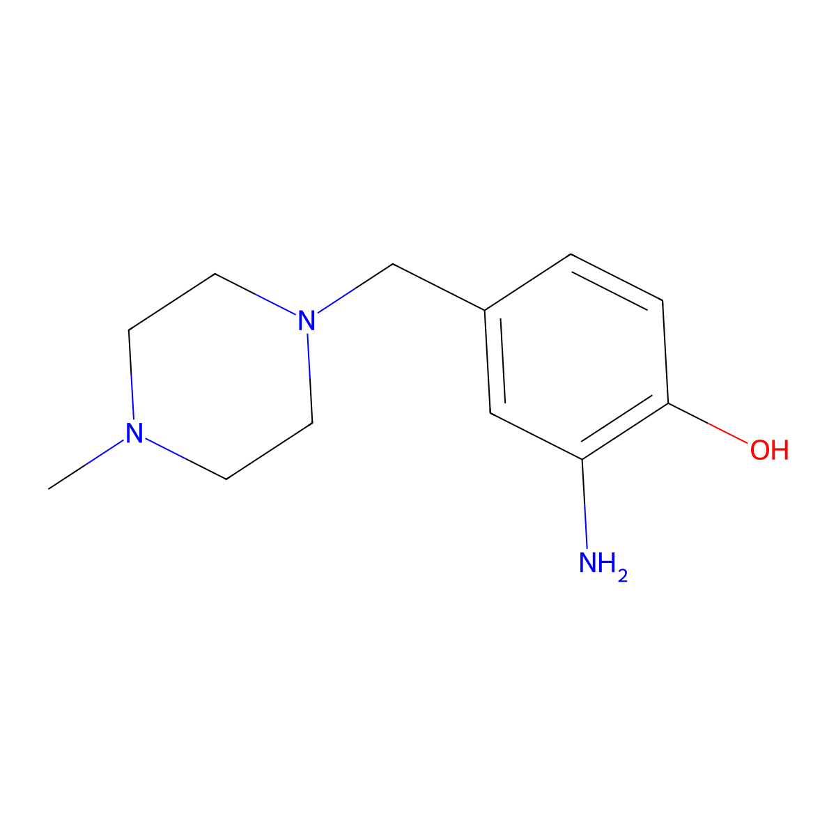 2-Amino-4-[(4-methylpiperazin-1-yl)methyl]phenol molecular structure, CAS 1096801-45-4