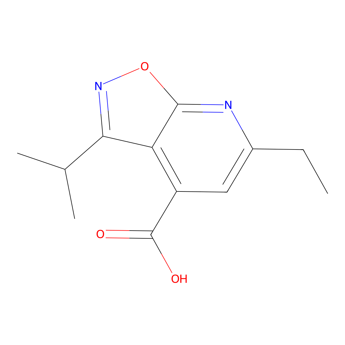 6-Ethyl-3-(propan-2-yl)-[1,2]oxazolo[5,4-b]pyridine-4-carboxylic acid molecular structure, CAS 1096805-70-7