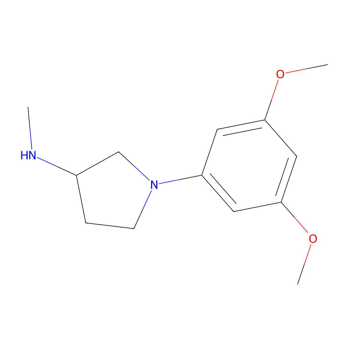 1-(3,5-dimethoxyphenyl)-N-methylpyrrolidin-3-amine molecular structure, CAS 1096807-10-1