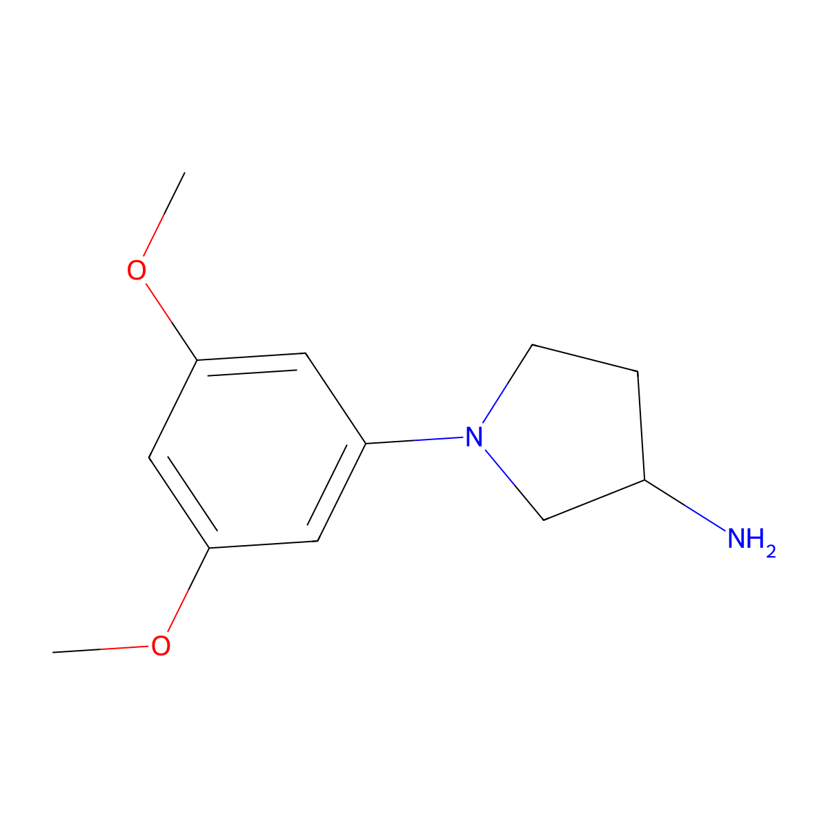 1-(3,5-Dimethoxyphenyl)pyrrolidin-3-amine molecular structure, CAS 1096807-11-2