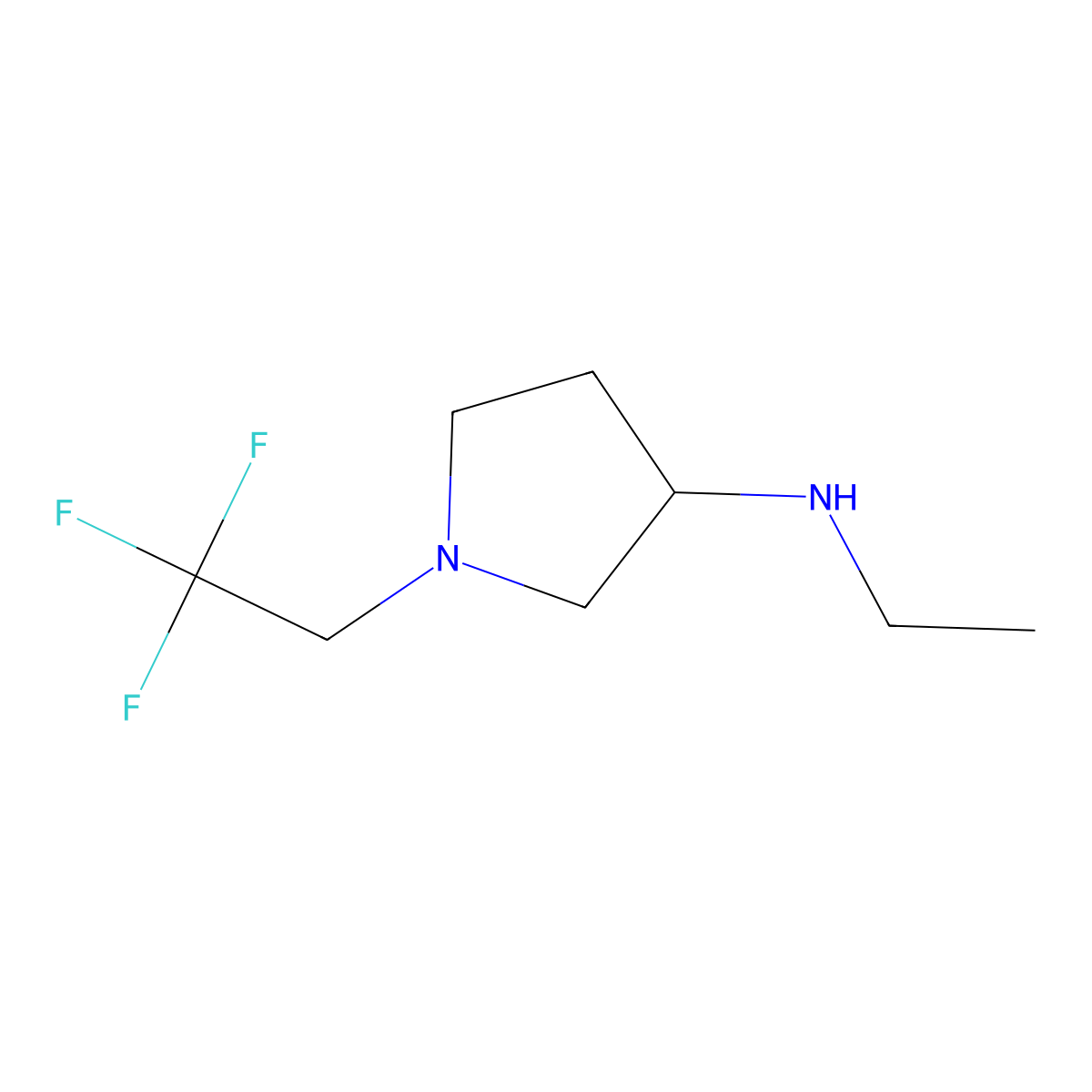 N-ethyl-1-(2,2,2-trifluoroethyl)pyrrolidin-3-amine molecular structure, CAS 1096807-61-2