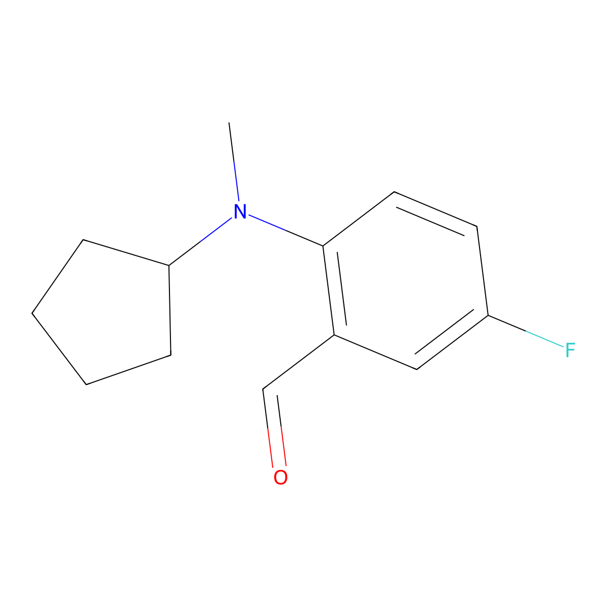 2-[Cyclopentyl(methyl)amino]-5-fluorobenzaldehyde molecular structure, CAS 1096809-50-5