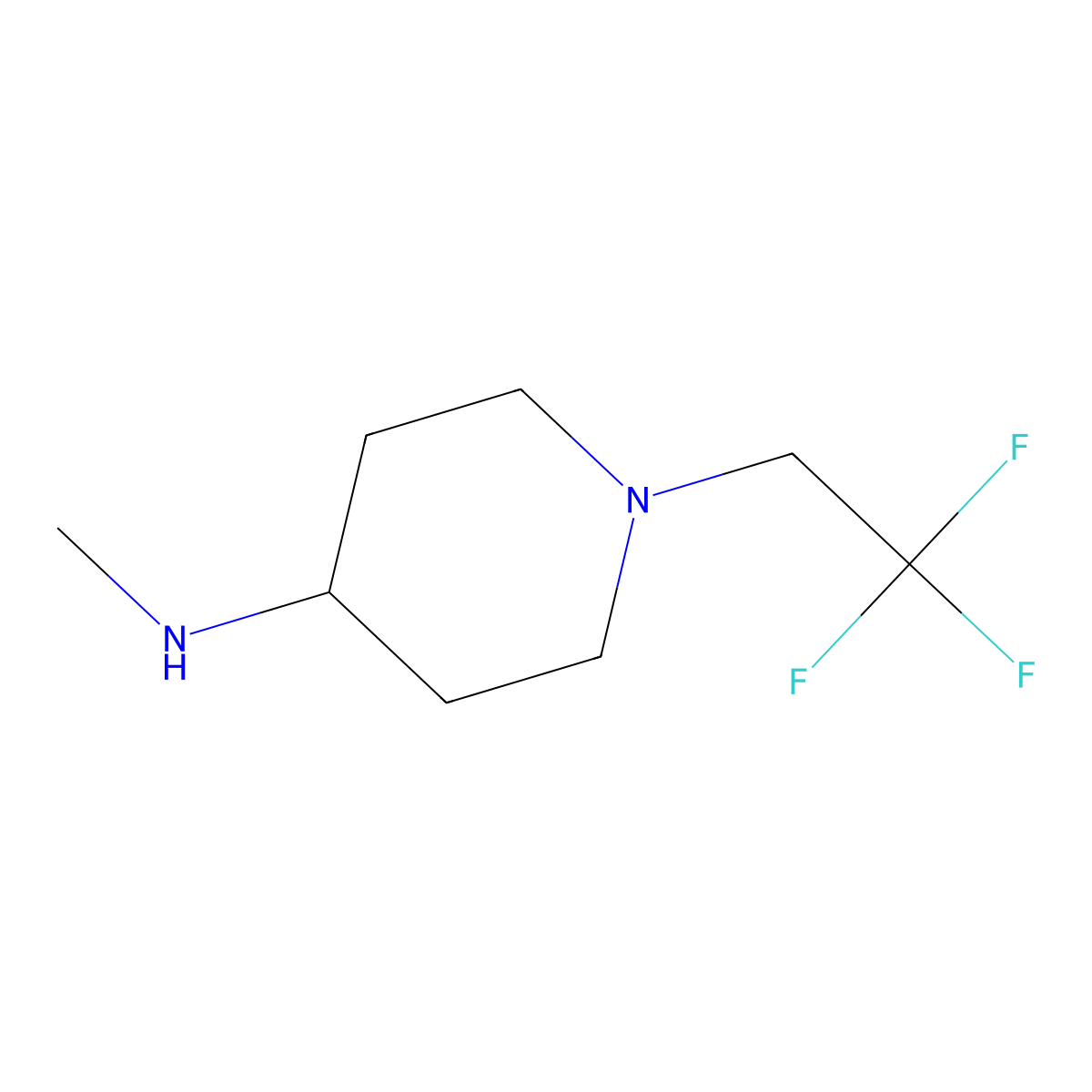 N-methyl-1-(2,2,2-trifluoroethyl)piperidin-4-amine molecular structure, CAS 1096811-40-3