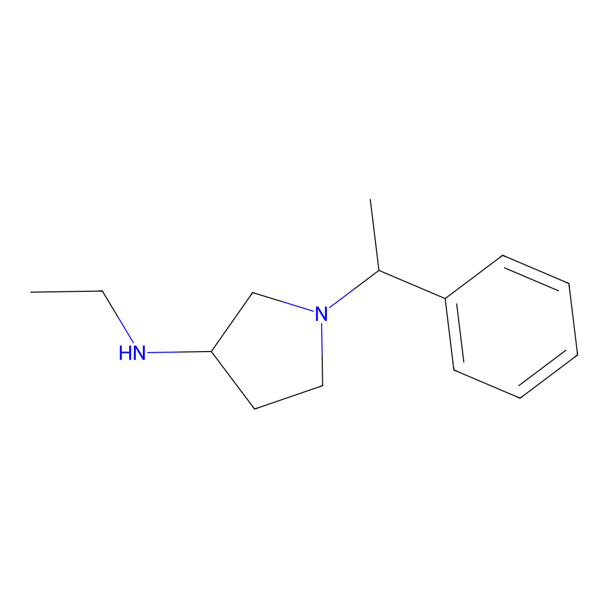 N-ethyl-1-(1-phenylethyl)pyrrolidin-3-amine molecular structure, CAS 1096811-41-4