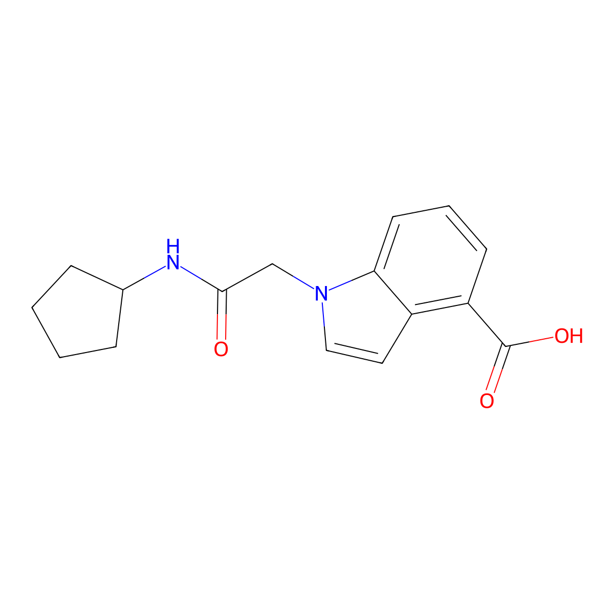 1-[(cyclopentylcarbamoyl)methyl]-1H-indole-4-carboxylic acid molecular structure, CAS 1096815-42-7