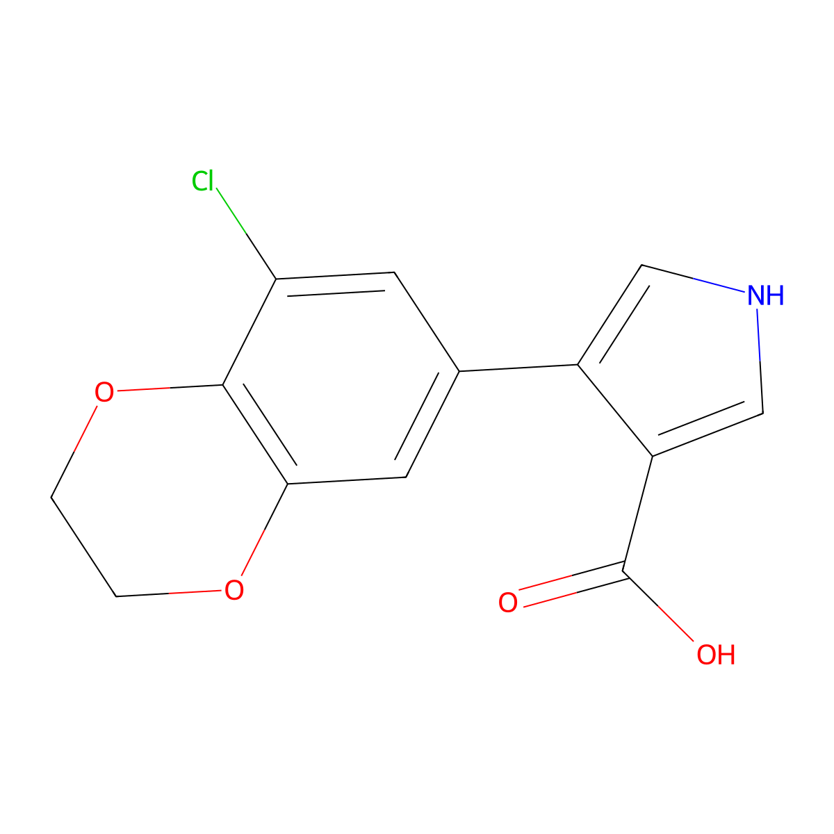 4-(8-chloro-2,3-dihydro-1,4-benzodioxin-6-yl)-1H-pyrrole-3-carboxylic acid molecular structure, CAS 1096815-60-9
