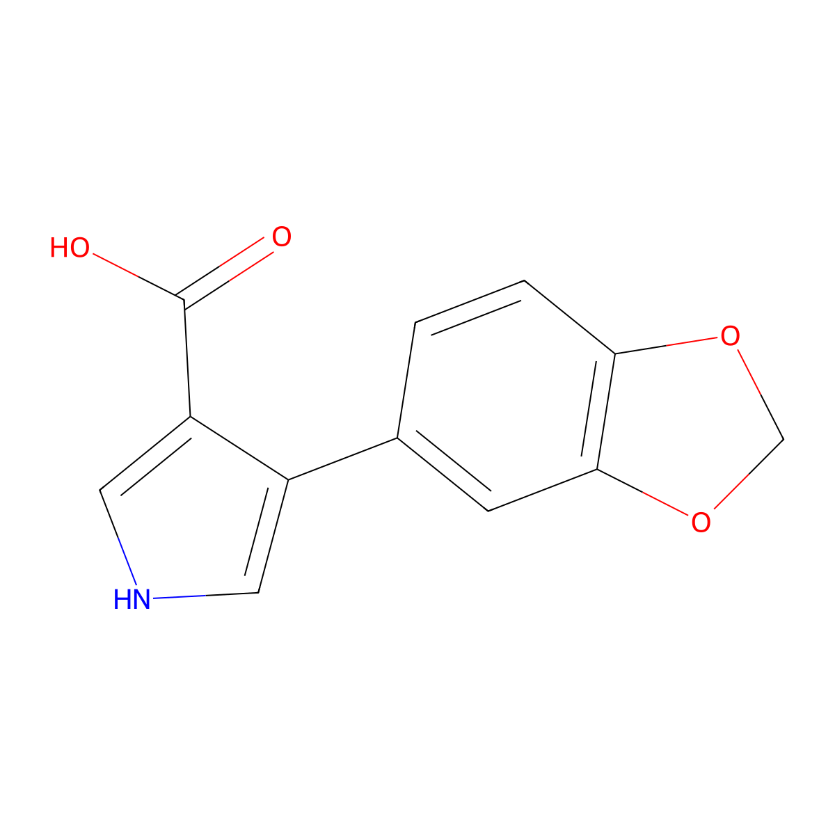 4-(1,3-dioxaindan-5-yl)-1H-pyrrole-3-carboxylic acid molecular structure, CAS 1096815-61-0