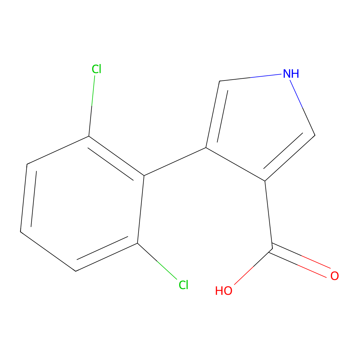 4-(2,6-dichlorophenyl)-1H-pyrrole-3-carboxylic acid molecular structure, CAS 1096815-63-2