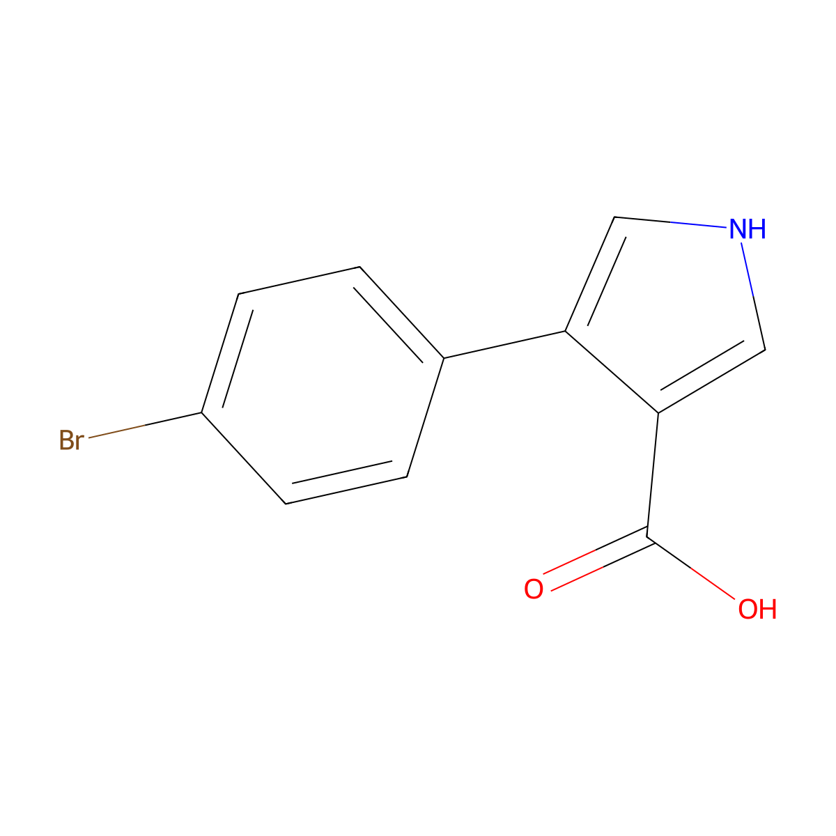 4-(4-bromophenyl)-1H-pyrrole-3-carboxylic acid molecular structure, CAS 1096815-66-5