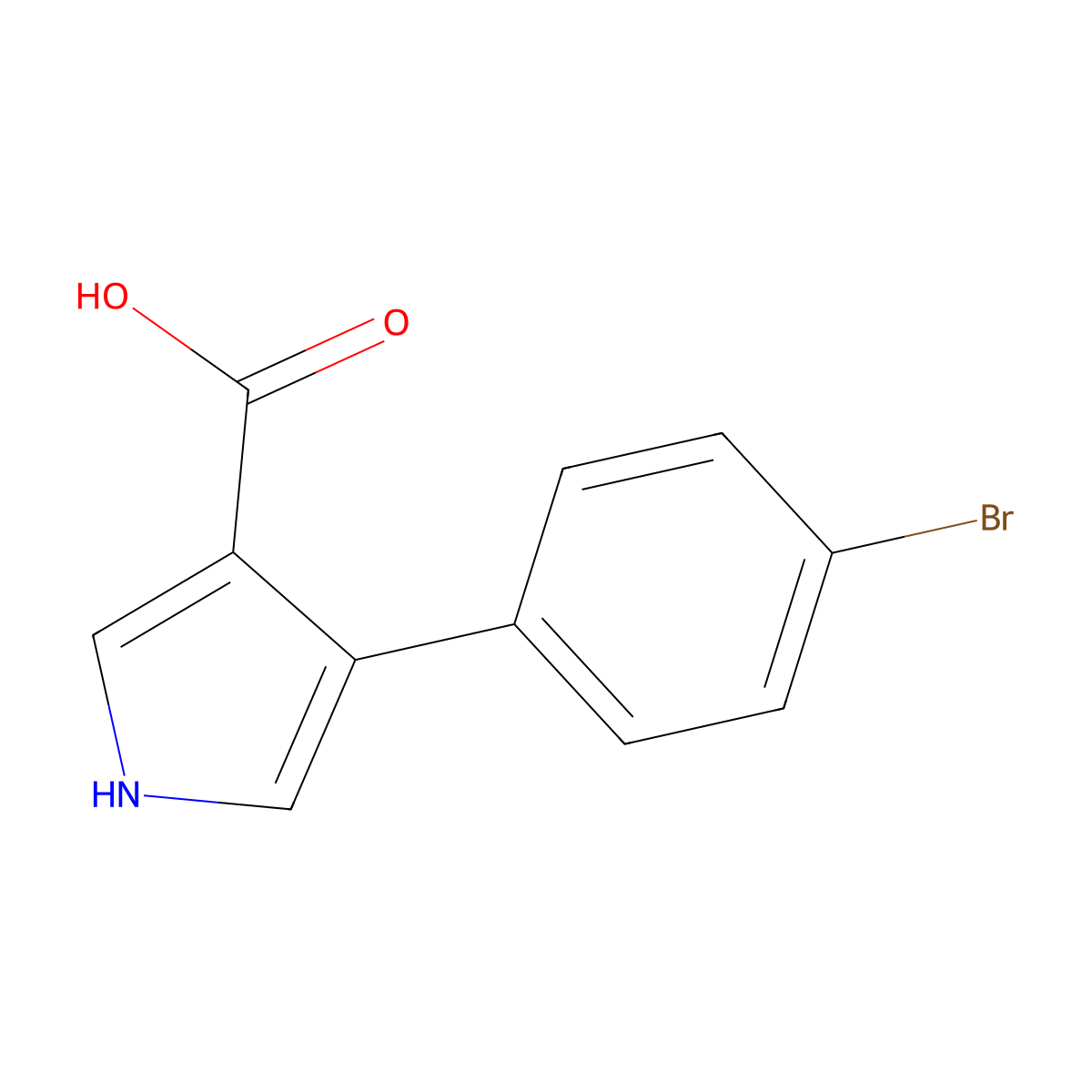 4-(4-bromophenyl)-1H-pyrrole-3-carboxylic acid molecular structure, CAS 1096815-66-5