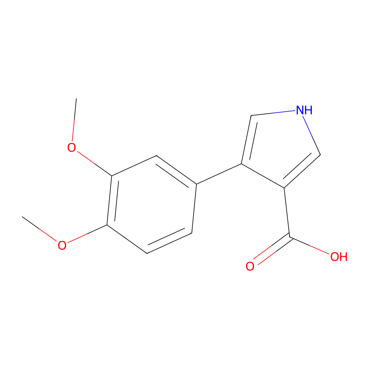 4-(3,4-dimethoxyphenyl)-1H-pyrrole-3-carboxylic acid molecular structure, CAS 1096815-71-2