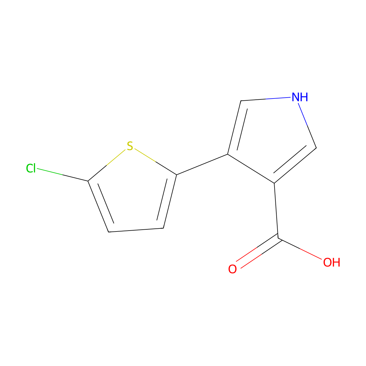 4-(5-chlorothiophen-2-yl)-1H-pyrrole-3-carboxylic acid molecular structure, CAS 1096815-75-6
