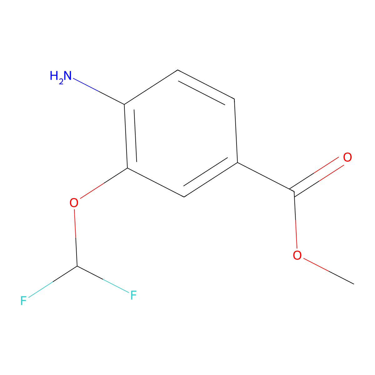 Methyl 4-amino-3-(difluoromethoxy)benzoate molecular structure, CAS 1096816-13-5