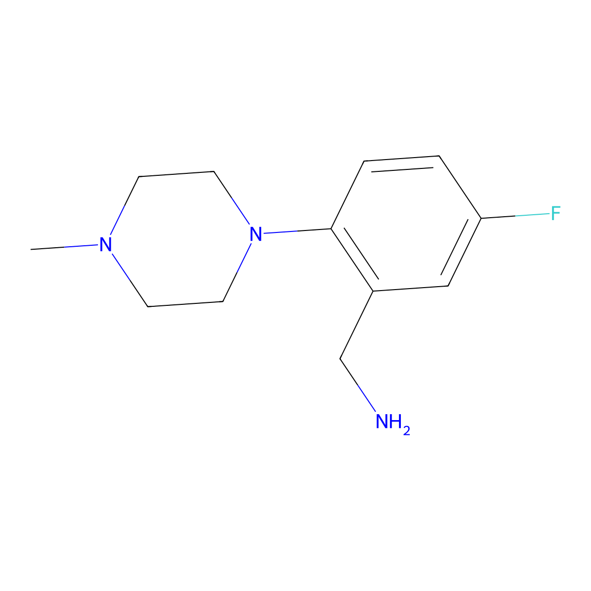 [5-Fluoro-2-(4-methylpiperazin-1-yl)phenyl]methanamine molecular structure, CAS 1096817-40-1
