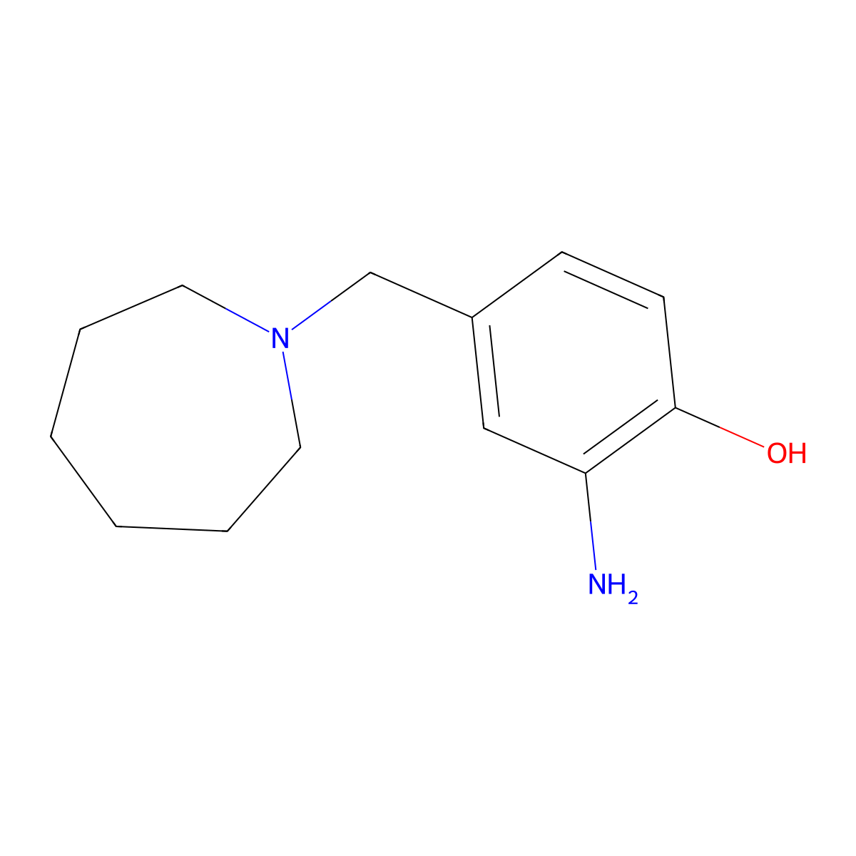 2-Amino-4-(azepan-1-ylmethyl)phenol molecular structure, CAS 1096826-14-0