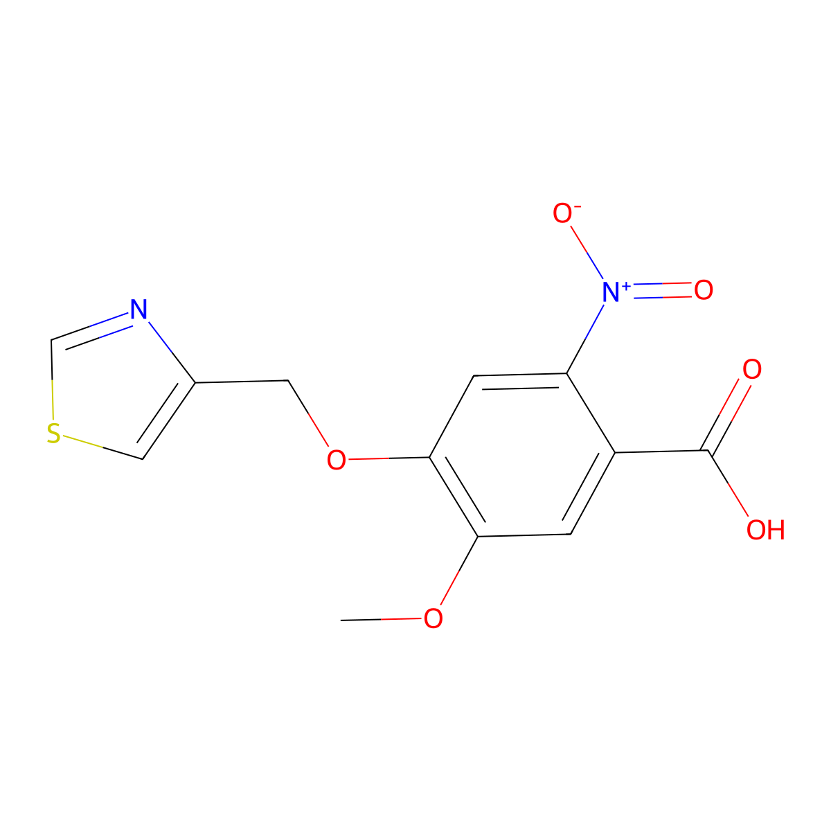 5-Methoxy-2-nitro-4-(1,3-thiazol-4-ylmethoxy)benzoic acid molecular structure, CAS 1096827-33-6