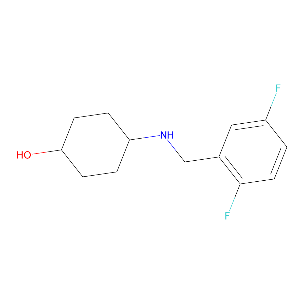 4-((2,5-Difluorobenzyl)amino)cyclohexan-1-ol molecular structure, CAS 1096828-65-7