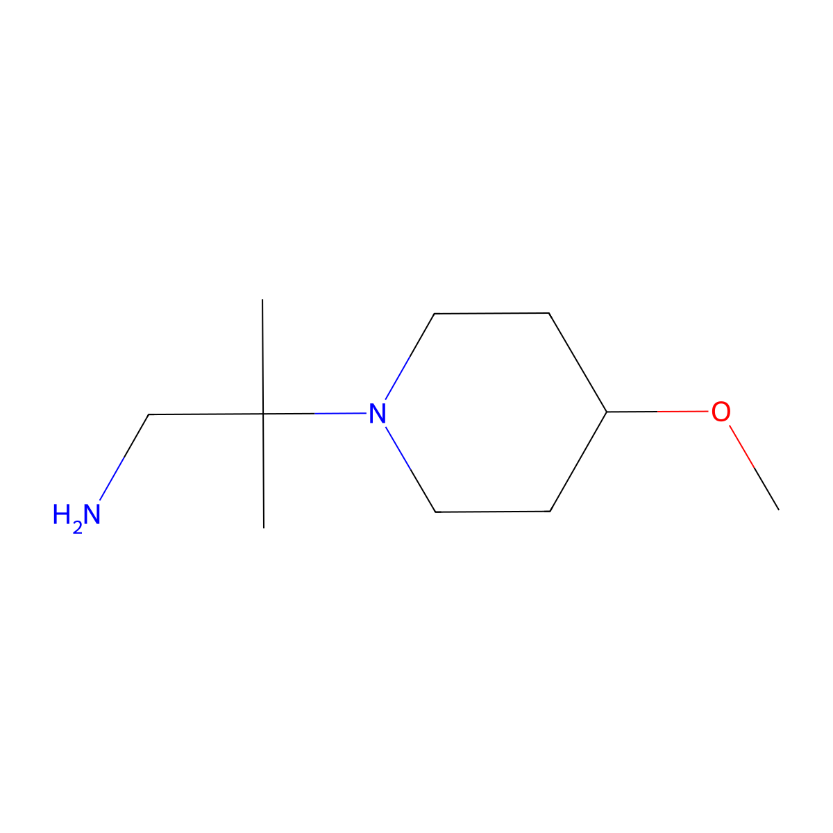 2-(4-Methoxypiperidin-1-yl)-2-methylpropan-1-amine molecular structure, CAS 1096833-30-5