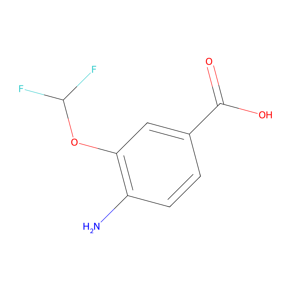 4-Amino-3-(difluoromethoxy)benzoic acid molecular structure, CAS 1096835-55-0