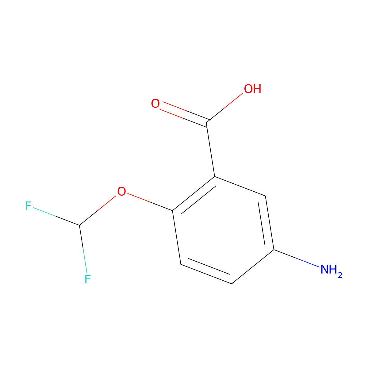5-Amino-2-(difluoromethoxy)benzoic acid molecular structure, CAS 1096835-84-5