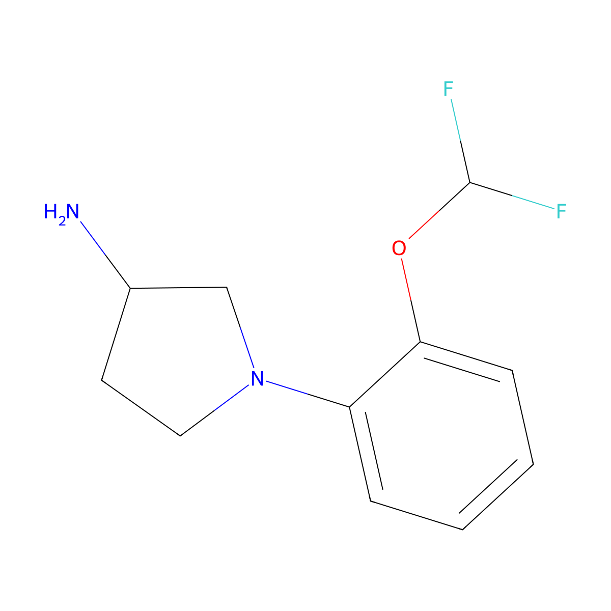 1-[2-(Difluoromethoxy)phenyl]pyrrolidin-3-amine molecular structure, CAS 1096836-96-2