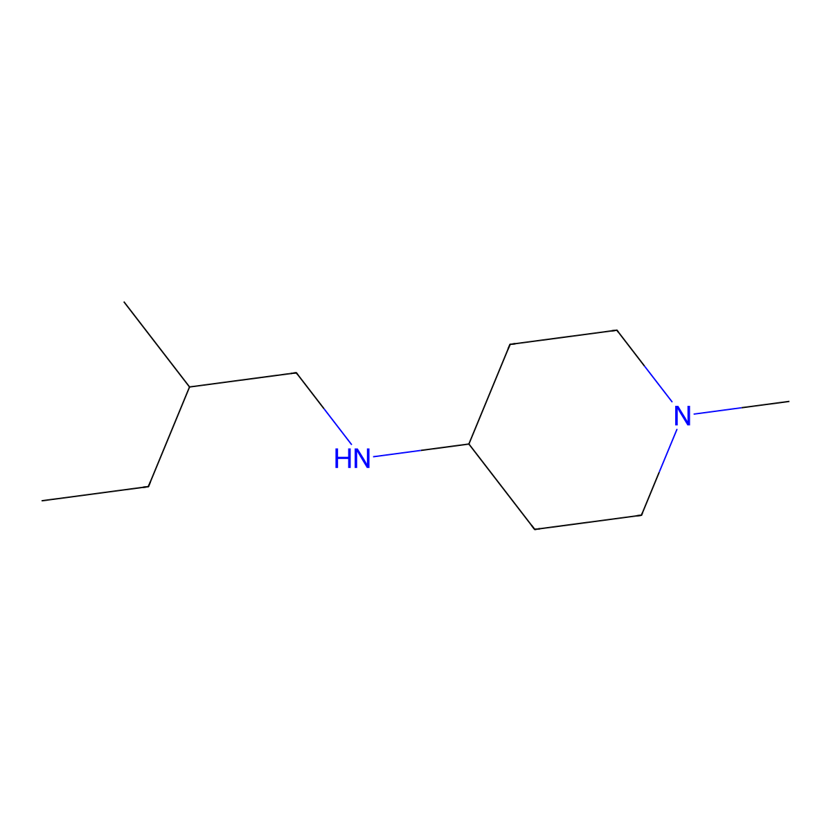 1-methyl-N-(2-methylbutyl)piperidin-4-amine molecular structure, CAS 1096840-55-9