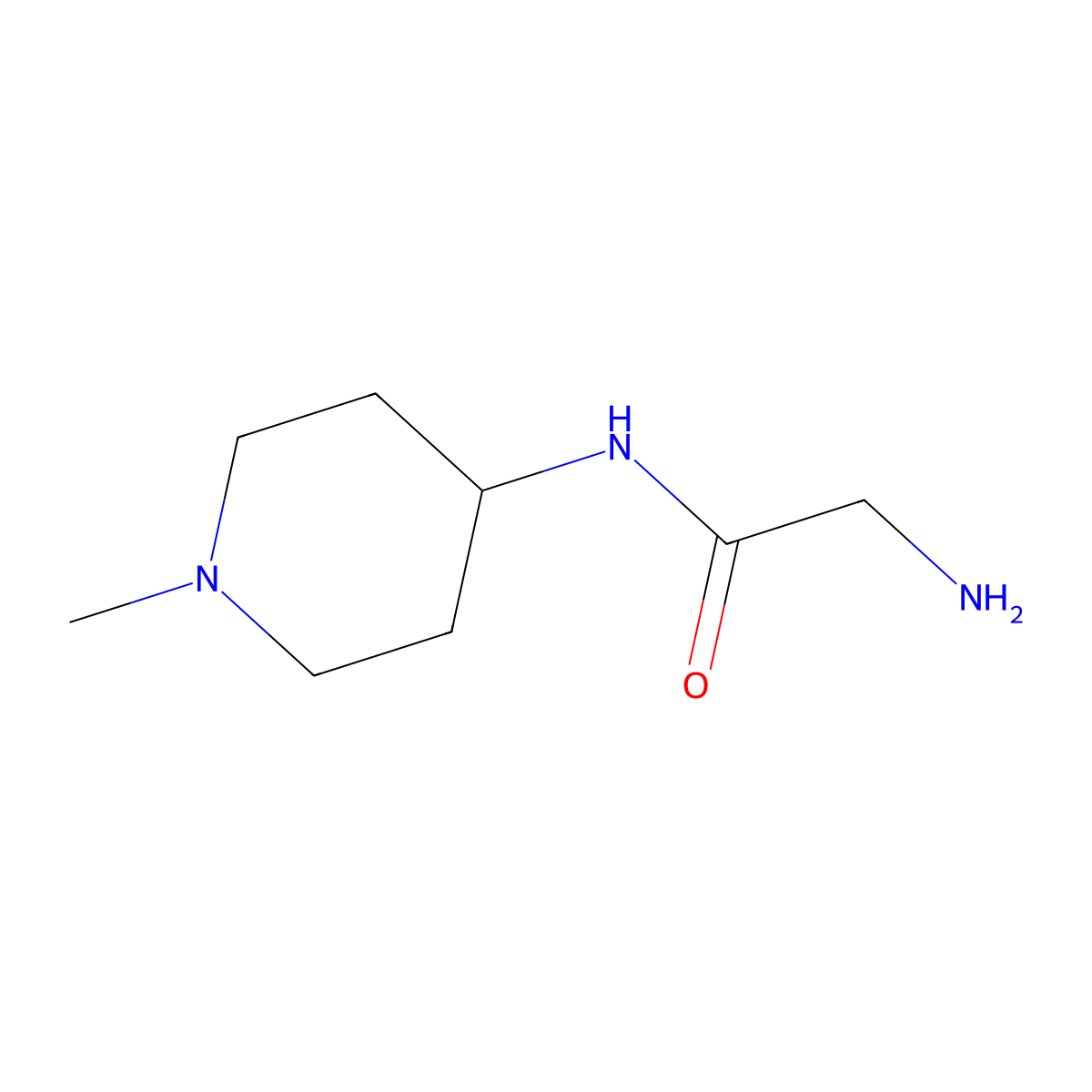 2-amino-N-(1-methyl-piperidin-4-yl)-acetamide molecular structure, CAS 1096841-08-5