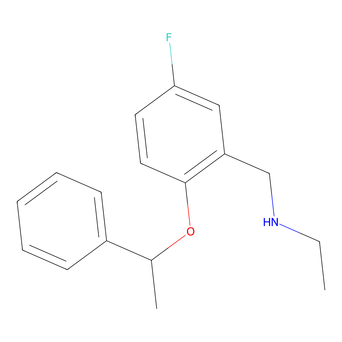 N-Ethyl-5-fluoro-2-(1-phenylethoxy)benzenemethanamine molecular structure, CAS 1096844-32-4