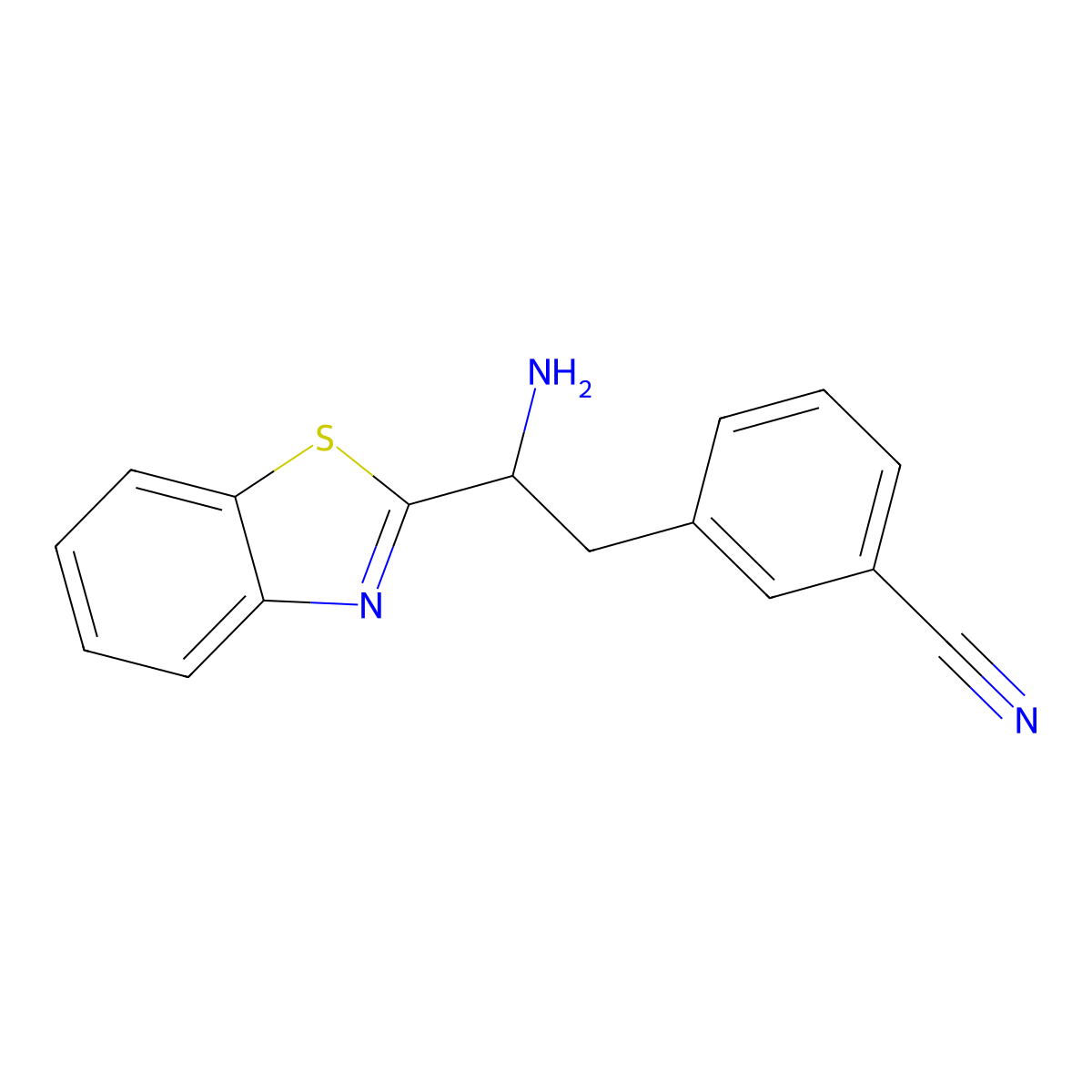 3-[2-Amino-2-(1,3-benzothiazol-2-yl)ethyl]benzonitrile molecular structure, CAS 1096850-79-1
