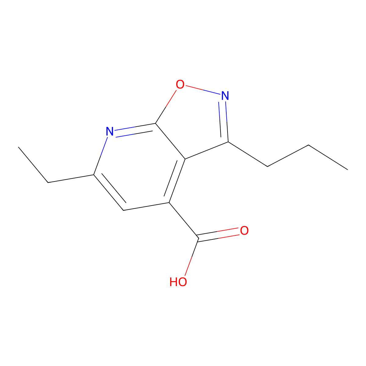 6-Ethyl-3-propyl-(1,2)oxazolo(5,4-b)pyridine-4-carboxylic acid molecular structure, CAS 1096855-21-8