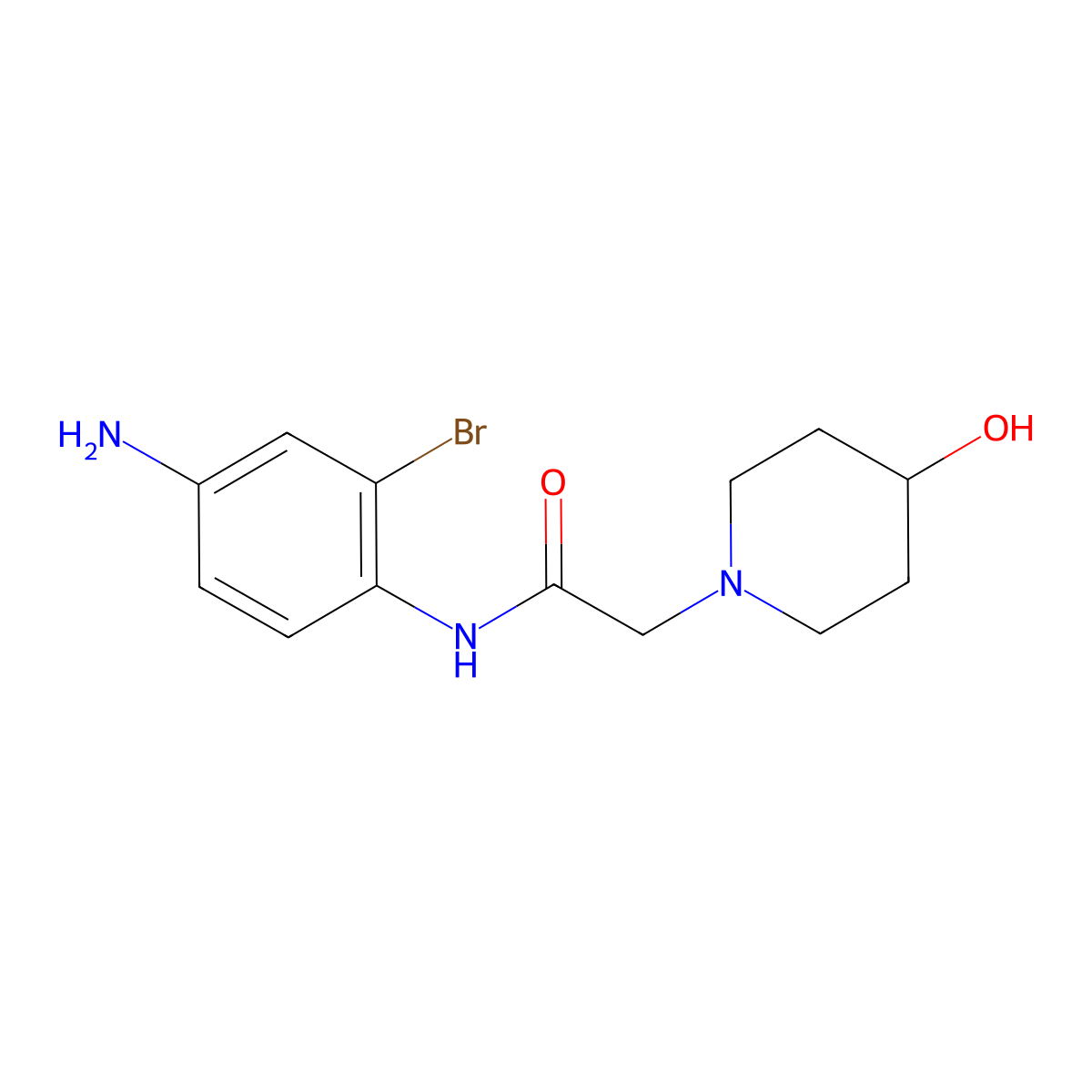 N-(4-amino-2-bromophenyl)-2-(4-hydroxypiperidin-1-yl)acetamide molecular structure, CAS 1096857-75-8
