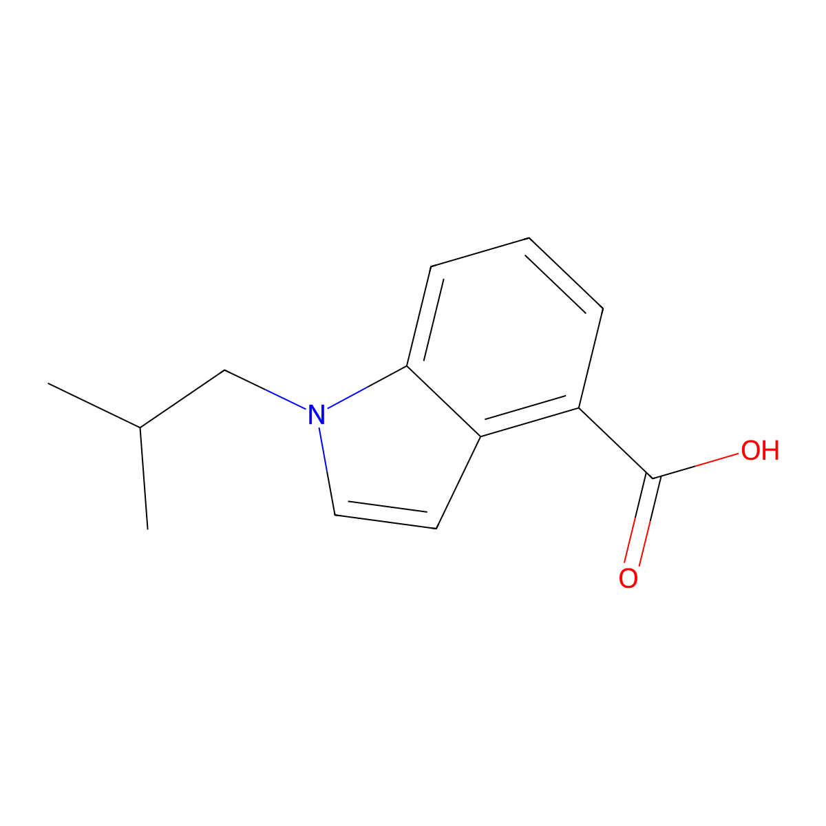 1-(2-methylpropyl)-1H-indole-4-carboxylic acid molecular structure, CAS 1096867-62-7