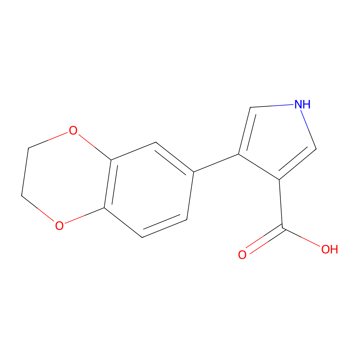 4-(2,3-dihydro-1,4-benzodioxin-6-yl)-1H-pyrrole-3-carboxylic acid molecular structure, CAS 1096868-01-7