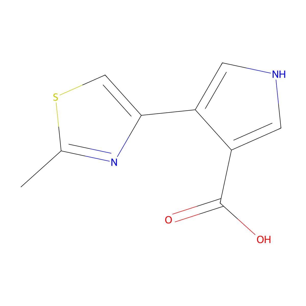 4-(2-methyl-1,3-thiazol-4-yl)-1H-pyrrole-3-carboxylic acid molecular structure, CAS 1096868-02-8