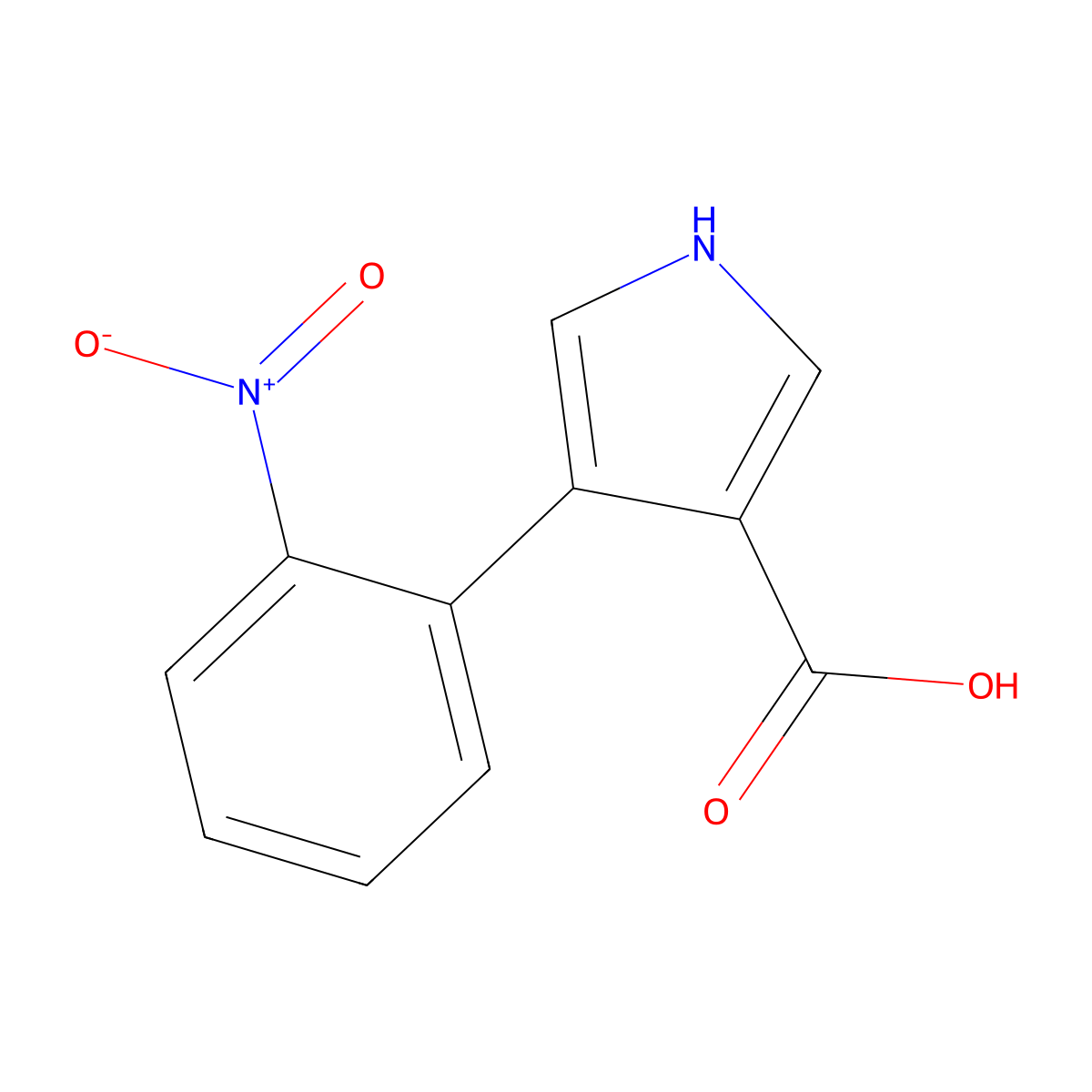 4-(2-nitrophenyl)-1H-pyrrole-3-carboxylic acid molecular structure, CAS 1096868-11-9