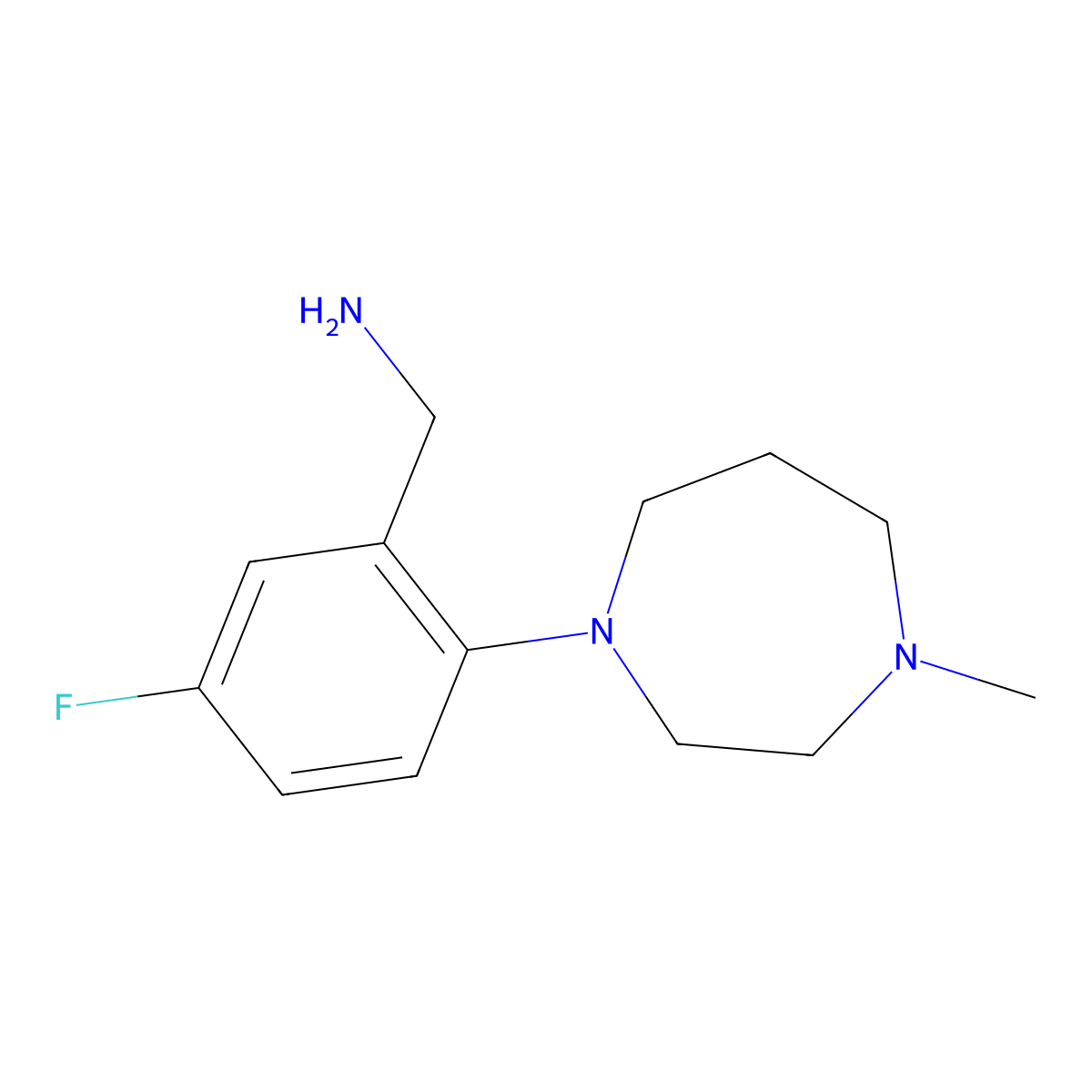 [5-Fluoro-2-(4-methyl-1,4-diazepan-1-yl)phenyl]methanamine molecular structure, CAS 1096869-29-2