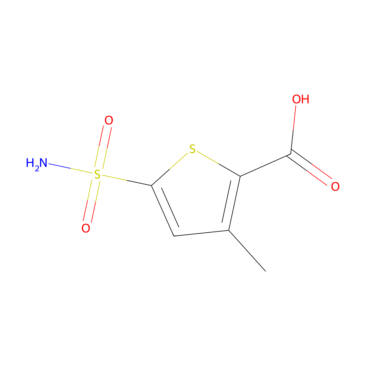 3-Methyl-5-sulfamoylthiophene-2-carboxylic acid molecular structure, CAS 1096876-87-7